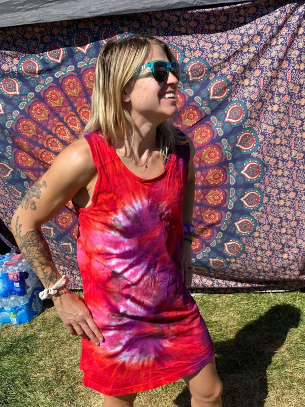 Tye Dye Dress - Red Roses